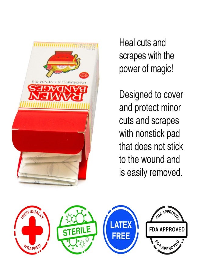 GAMAGO Ramen Adhesive Bandages – Pack of 18 Sterile Individually Wrapped Self-Adhesive Bandages for Kids & Adults, First Aid Kit Plasters, Sterile, Latex-Free, Easy to Remove - Image 3